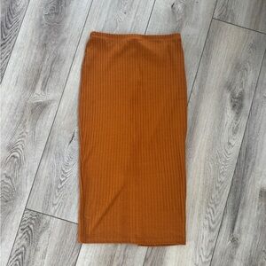 Women's Burnt Orange Ribbed Skirt